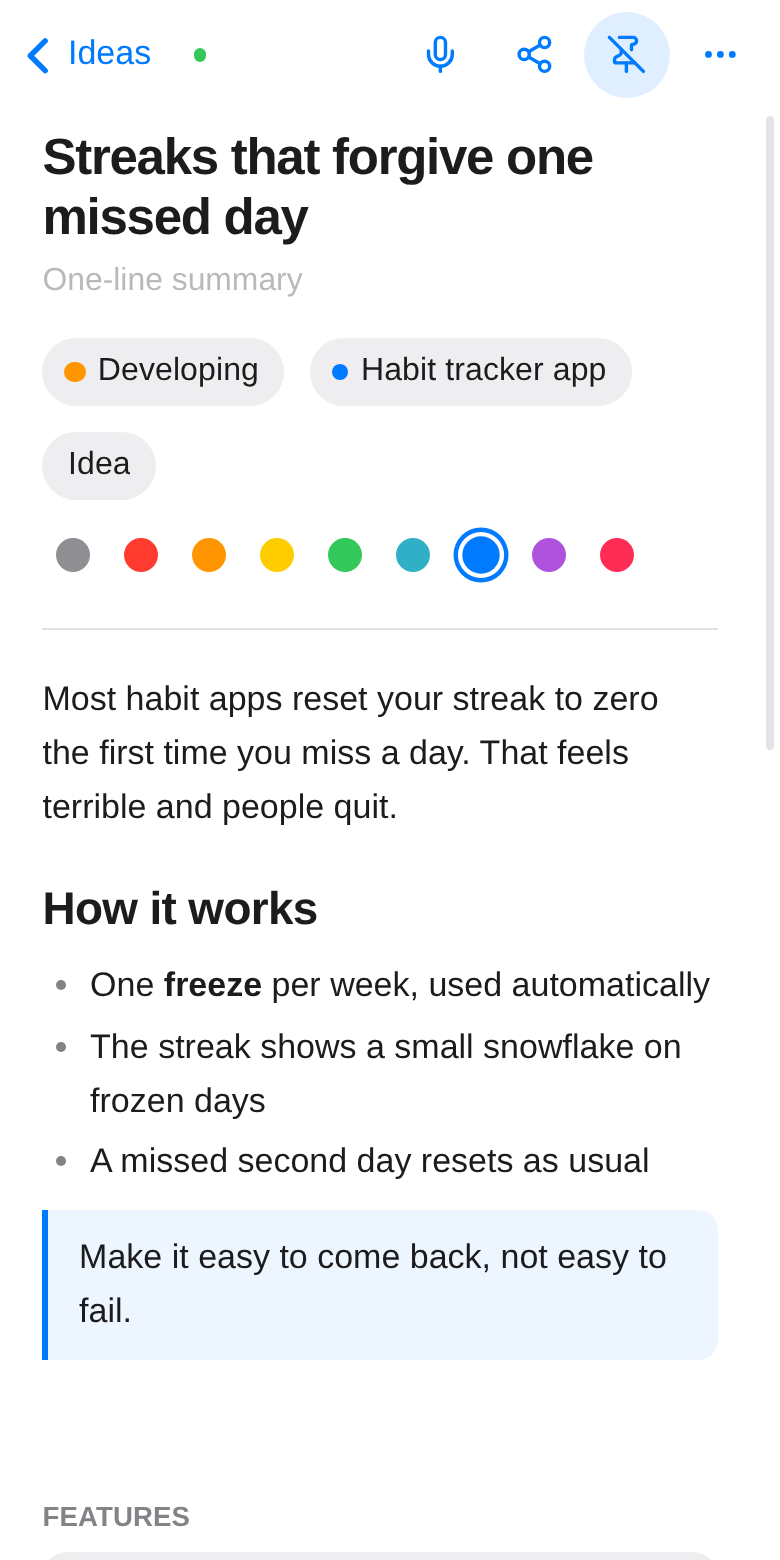 The top of an idea on a phone