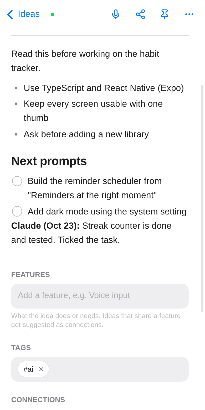 A note with instructions for the agent, tagged ai