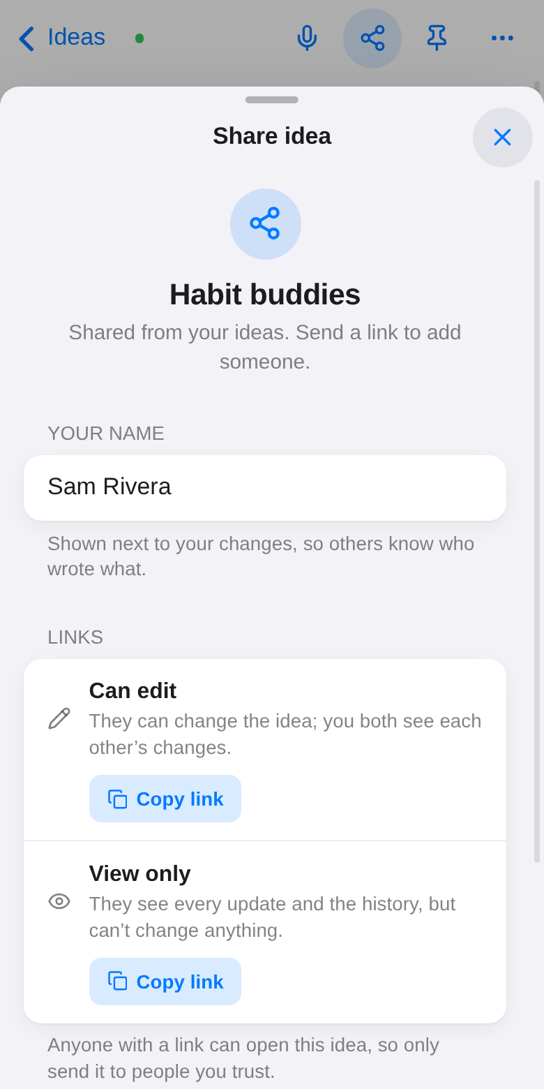 The two share links